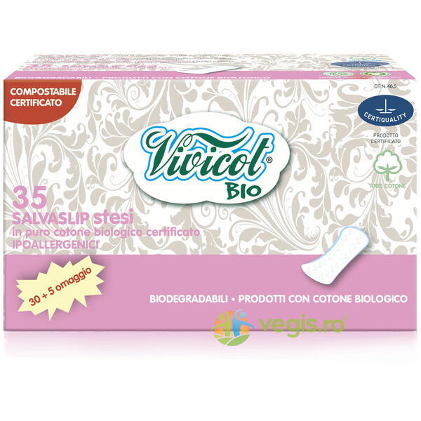 Protej Slip din Bumbac Organic si Hipoalergenic Normal 35buc, VIVICOT, Ingrijire & Igiena Intima, 1, Vegis.ro
