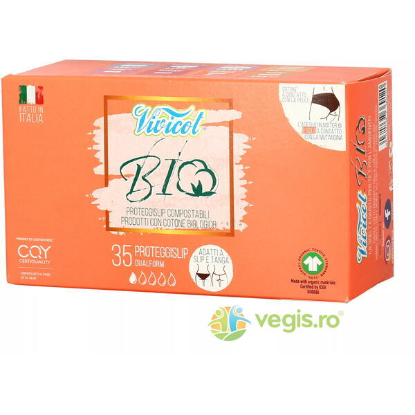 Protej Slip din Bumbac Organic si Hipoalergenic Dual Form 35buc, VIVICOT, Ingrijire & Igiena Intima, 1, Vegis.ro