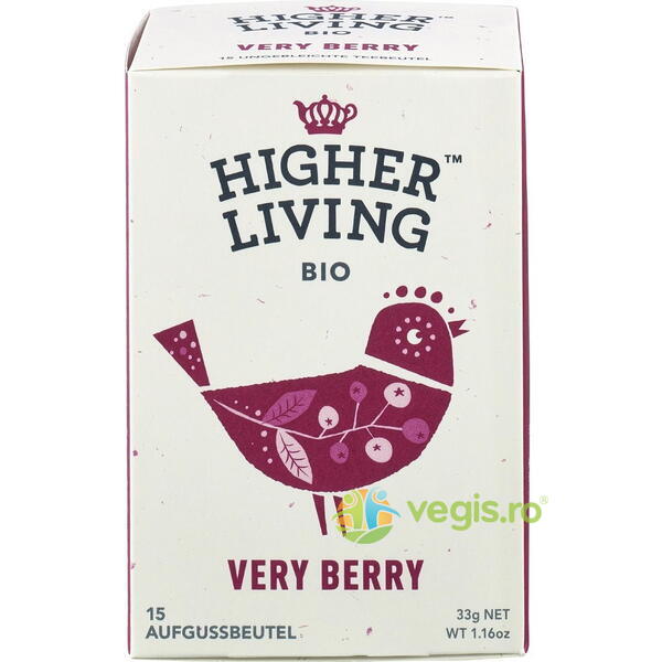 Ceai de Fructe Very Berry Ecologic/Bio 15 plicuri, HIGHER LIVING, Ceaiuri doze, 1, Vegis.ro