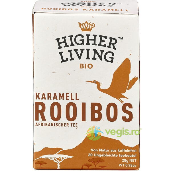 Ceai Rooibos Caramel Ecologic/Bio 20 plicuri, HIGHER LIVING, Ceaiuri doze, 1, Vegis.ro