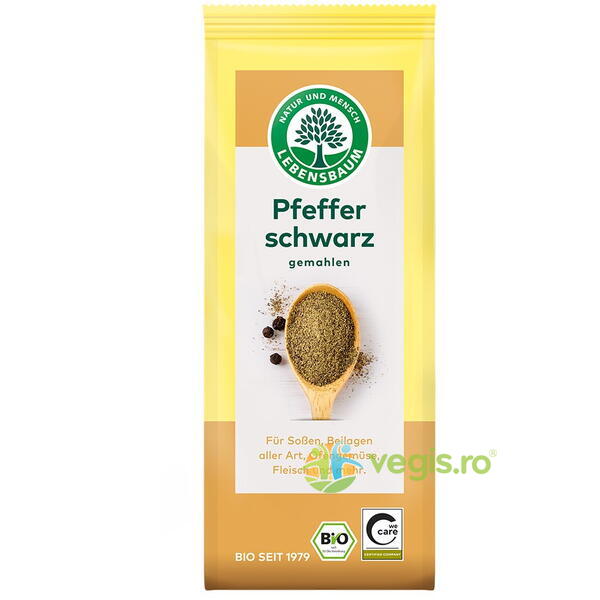 Piper Negru Macinat Ecologic/Bio 50g, LEBENSBAUM, Condimente, 1, Vegis.ro