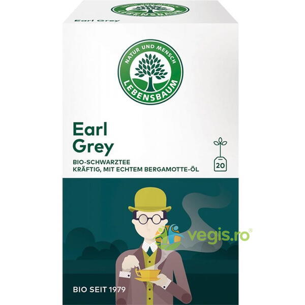 Ceai Negru Earl Grey Ecologic/Bio 20 plicuri, LEBENSBAUM, Ceaiuri doze, 1, Vegis.ro