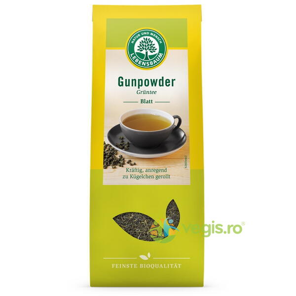 Ceai Verde Gunpowder Ecologic/Bio 100g, LEBENSBAUM, Ceaiuri vrac, 1, Vegis.ro
