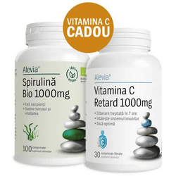 Pachet Spirulina 1000mg Ecologica/Bio 100cps + Vitamina C 1000mg Retard 30cps ALEVIA