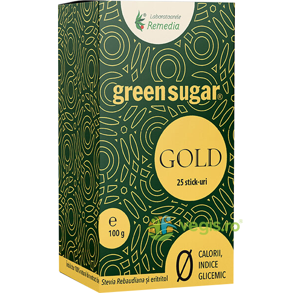 Green Sugar Gold 25buc (Stick-uri), REMEDIA, Indulcitori naturali, 1, Vegis.ro