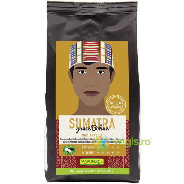 Cafea Arabica Boabe Sumatra Ecologica/Bio 250g, RAPUNZEL, Cafea, 1, Vegis.ro