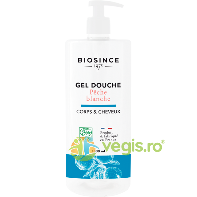 Gel de Dus pentru Corp si Par cu Parfum de Piersica Alba Ecologic/Bio 1L albă Cosmetice