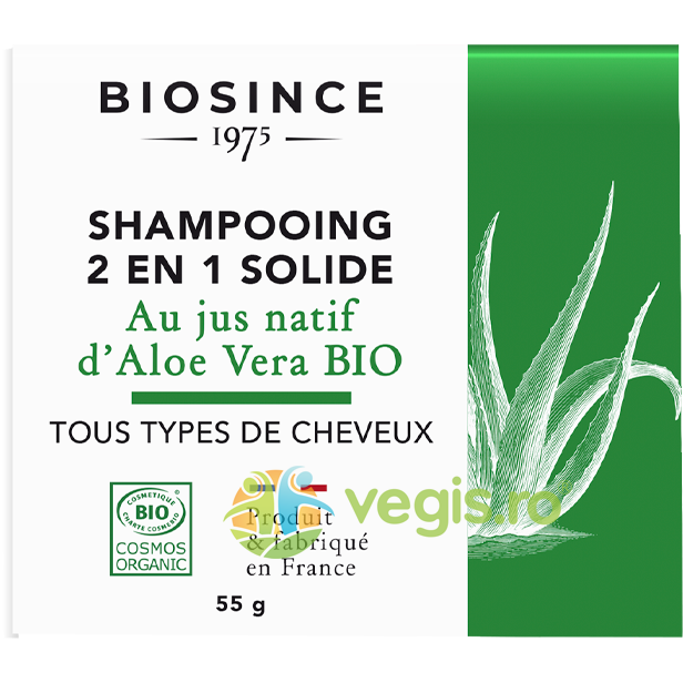 Sampon Solid 2 in 1 cu Aloe Vera Ecologic/Bio 55g 55g Cosmetice