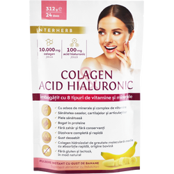 Colagen si Acid Hialuronic Pulbere cu Aroma de Banane 312g INTERHERB