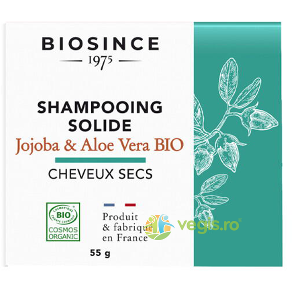 Sampon Solid pentru Par Uscat cu Jojoba si Aloe Vera Ecologic/Bio 55g, BIOSINCE 1975, Dermatocosmetice, 1, Vegis.ro
