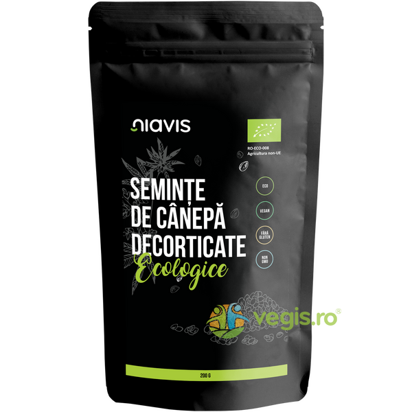 Seminte de Canepa Decorticate fara Gluten Ecologice/Bio 200g, NIAVIS, Seminte de Canepa, 2, Vegis.ro