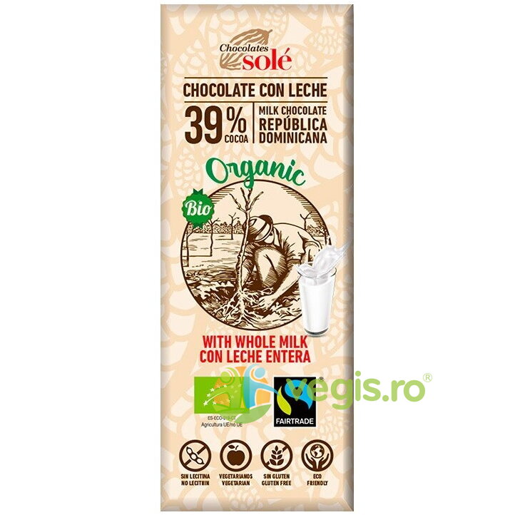 Mini Tableta de Ciocolata cu Lapte fara Gluten Ecologica/Bio 25g