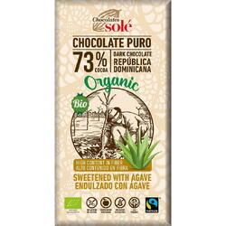 Ciocolata Neagra 73% Cacao cu Sirop de Agave fara Gluten Ecologica/Bio 100g CHOCOLATES SOLE