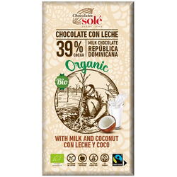 Ciocolata cu Lapte si Cocos fara Gluten Ecologica/Bio 100g CHOCOLATES SOLE