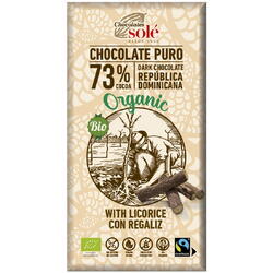 Ciocolata Neagra 73% Cacao cu Lemn Dulce fara Gluten Ecologica/Bio 100g CHOCOLATES SOLE