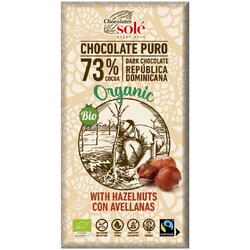 Ciocolata Neagra 73% Cacao cu Alune de Padure fara Gluten Ecologica/Bio 150g CHOCOLATES SOLE