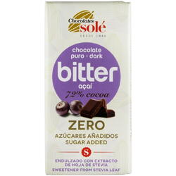 Ciocolata Neagra 72% Cacao cu Acai Indulcita cu Stevie Ecologica/Bio 100g CHOCOLATES SOLE