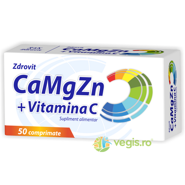 Ca+Mg+Zn+Vitamina C 50cpr, ZDROVIT, Capsule, Comprimate, 1, Vegis.ro