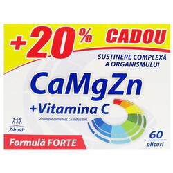 Ca+Mg+Zn+Vitamina C Forte 60dz 20% Cadou ZDROVIT