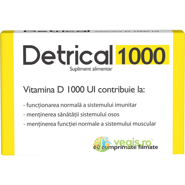 Detrical (Vitamina D) 1000U.I 60cpr, ZDROVIT, Capsule, Comprimate, 1, Vegis.ro