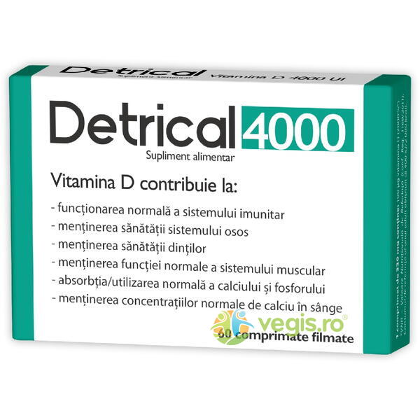 Detrical (Vitamina D3) 4000U.I 60cpr, ZDROVIT, Capsule, Comprimate, 1, Vegis.ro