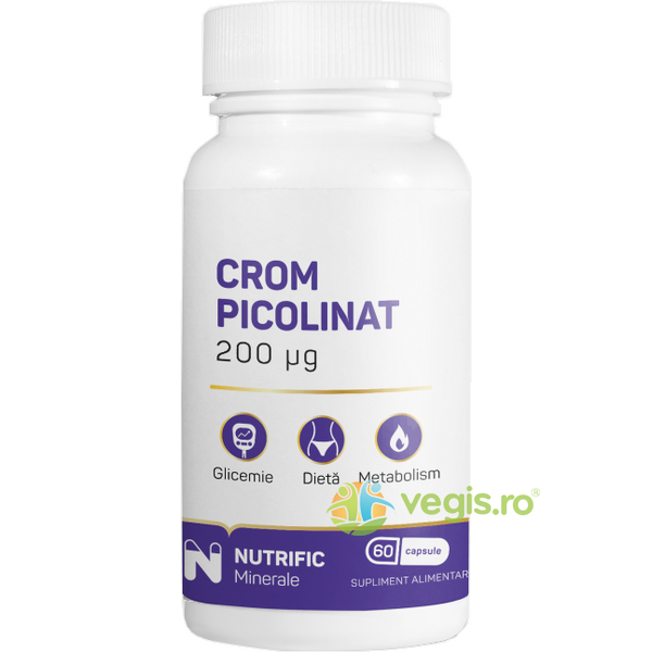 Crom Picolinat 200mcg 60cps, NUTRIFIC, Capsule, Comprimate, 3, Vegis.ro