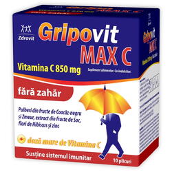 Gripovit Max Vitamina C 850mg fara Zahar 10dz ZDROVIT