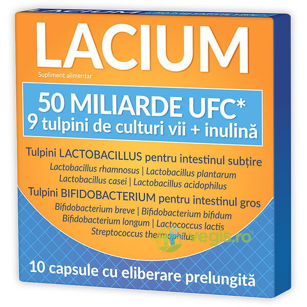 Lacium 50 Miliarde UFC (9 Tulpini de Culturi Vii + Inulina) 10cps, ZDROVIT, Probiotice si Prebiotice, 1, Vegis.ro