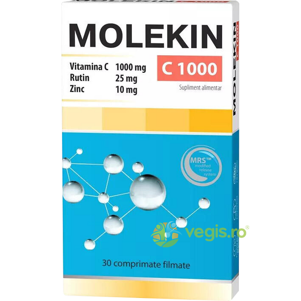 Molekin Vitamina C 1000mg + Rutin 25mg + Zinc 10mg 30cpr, ZDROVIT, Vitamine, Minerale & Multivitamine, 1, Vegis.ro