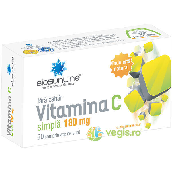Vitamina C 180mg 20cpr, BIOSUNLINE, Vitamina C, 1, Vegis.ro
