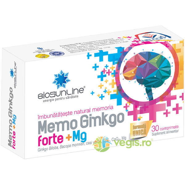 Memo Ginkgo Forte+Mg 30cpr, BIOSUNLINE, Capsule, Comprimate, 1, Vegis.ro