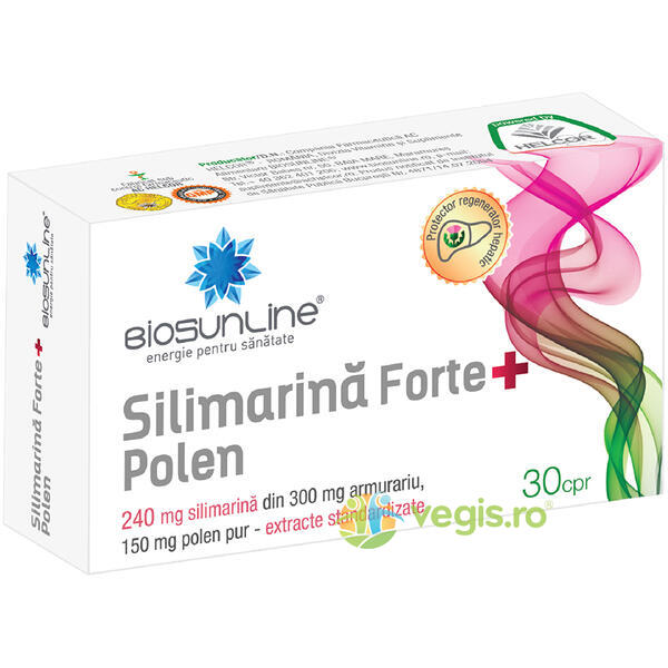 Silimarina Forte + Polen 30cpr, BIOSUNLINE, Capsule, Comprimate, 1, Vegis.ro