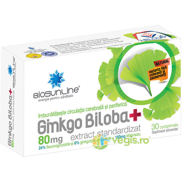 Ginkgo Biloba 80mg 30cpr, BIOSUNLINE, Capsule, Comprimate, 1, Vegis.ro