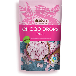 Picaturi de Ciocolata Roz (Choco Drops) Ecologice/Bio 200g DRAGON SUPERFOODS