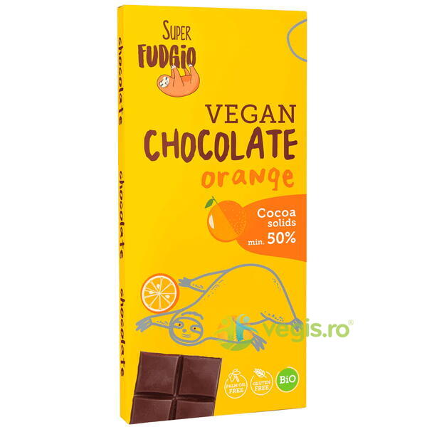 Ciocolata cu Portocale fara Gluten Ecologica/Bio 80g, SUPER FUDGIO, Ciocolata, 1, Vegis.ro
