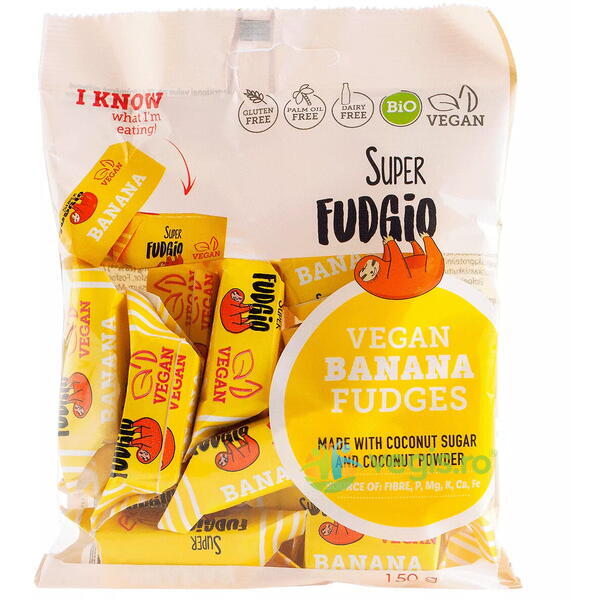 Caramele cu Aroma de Banane fara Gluten Ecologice/Bio 150g, SUPER FUDGIO, Dulciuri & Indulcitori Naturali, 1, Vegis.ro