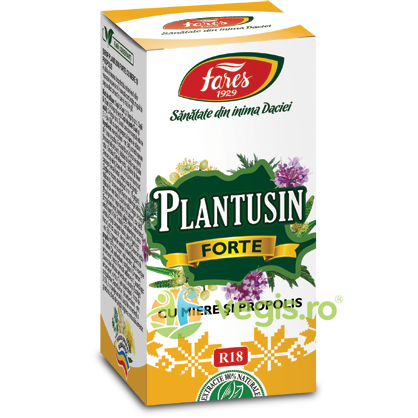 Sirop Plantusin Forte cu Miere, Vitamina C Si Propolis (R18) 100ml, FARES, Raceala & Gripa, 1, Vegis.ro