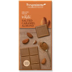 Ciocolata Alba cu Migdale si Caramel Sarat Ecologica/Bio 70g BENJAMISSIMO