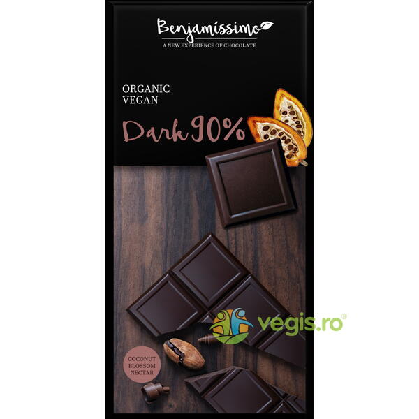 Ciocolata Neagra 90% Ecologica/Bio 70g, BENJAMISSIMO, Ciocolata, 1, Vegis.ro