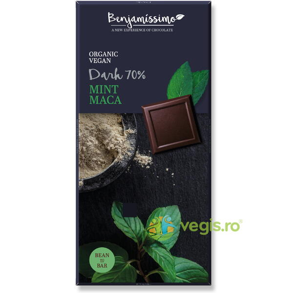 Ciocolata cu Menta si Maca Ecologica/Bio 70g, BENJAMISSIMO, Ciocolata, 1, Vegis.ro