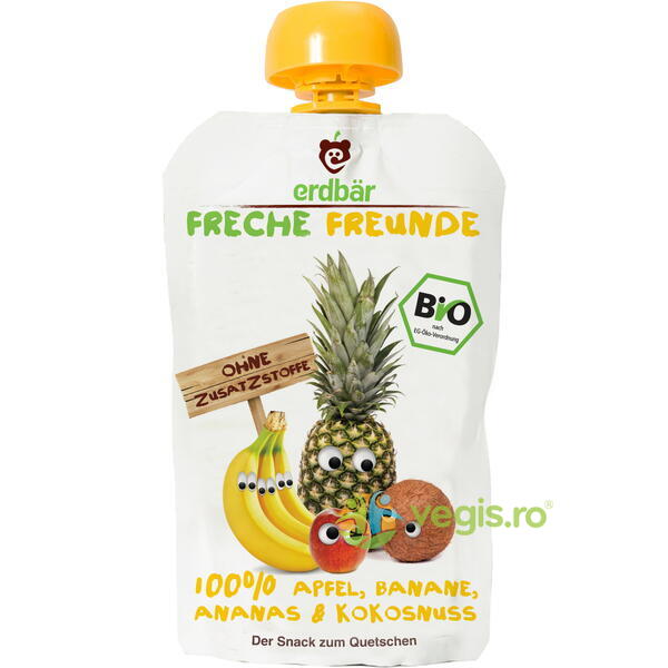 Piure de Mere, Banane, Ananas si Cocos Ecologic/Bio 100g, ERDBAR, Alimente BIO/ECO, 1, Vegis.ro
