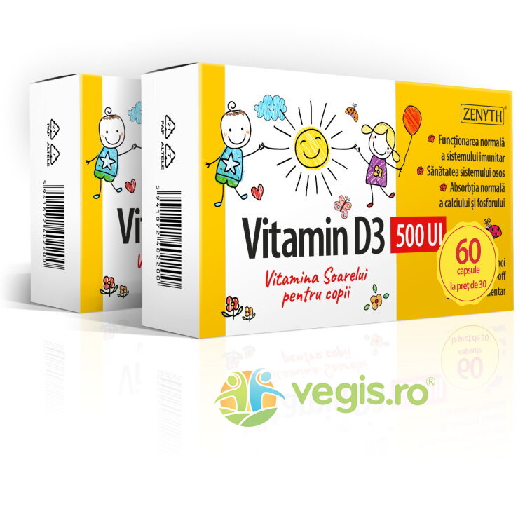 Pachet Vitamina D3 pentru Copii 500UI 60cps la pret de 30cps