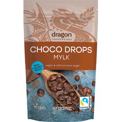 Picaturi de Ciocolata cu Lapte (Choco Drops) Ecologice/Bio 200g DRAGON SUPERFOODS