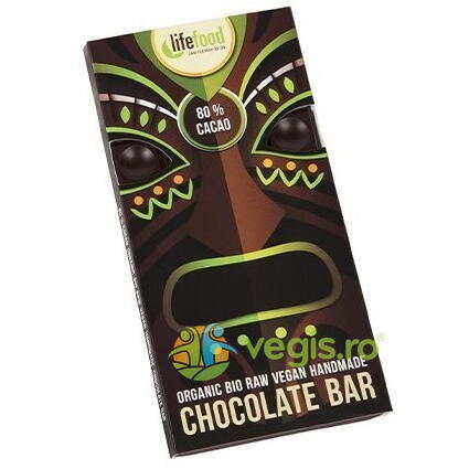 Ciocolata 80% Cacao Raw Ecologica/Bio 70g, LIFEFOOD, Ciocolata, 1, Vegis.ro