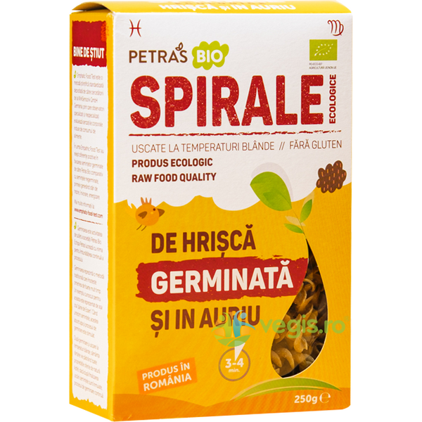 Spirale din Hrisca Germinata si In Auriu fara Gluten Ecologice/Bio 250g, PETRAS BIO, Paste, 1, Vegis.ro