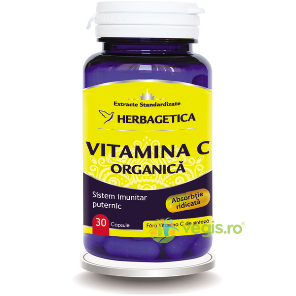 Vitamina C Organica 30cps, HERBAGETICA, Raceala & Gripa, 1, Vegis.ro