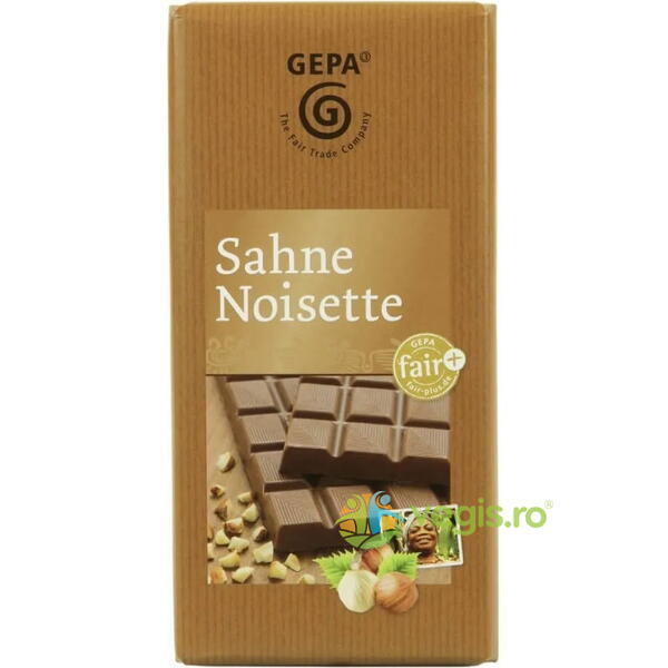 Ciocolata 29% Cacao cu Frisca si Alune 100g, GEPA, Ciocolata, 1, Vegis.ro