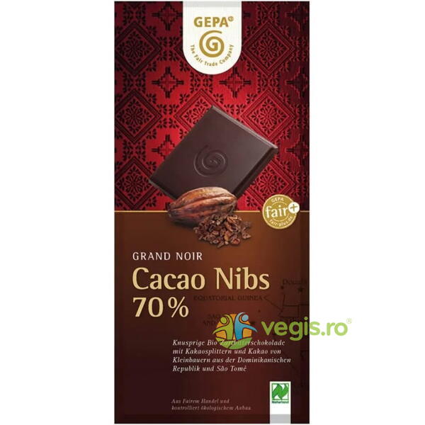 Ciocolata Amaruie cu 70% Cacao Ecologica/Bio 100g, GEPA, Ciocolata, 1, Vegis.ro
