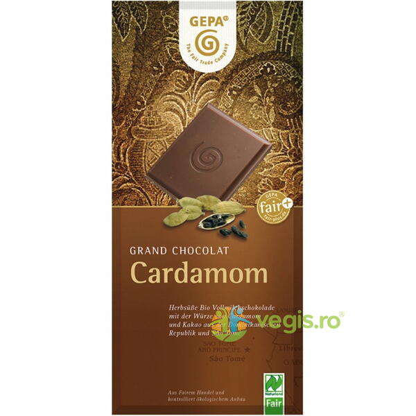 Ciocolata cu Lapte si Cardamon Ecologica/Bio 100g, GEPA, Ciocolata, 1, Vegis.ro