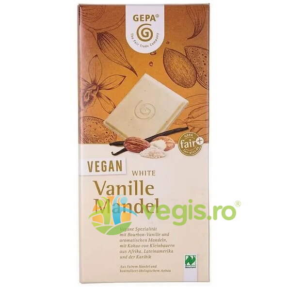 Ciocolata Alba cu Vanilie si Migdale Ecologica/Bio 100g 100g| Ciocolata